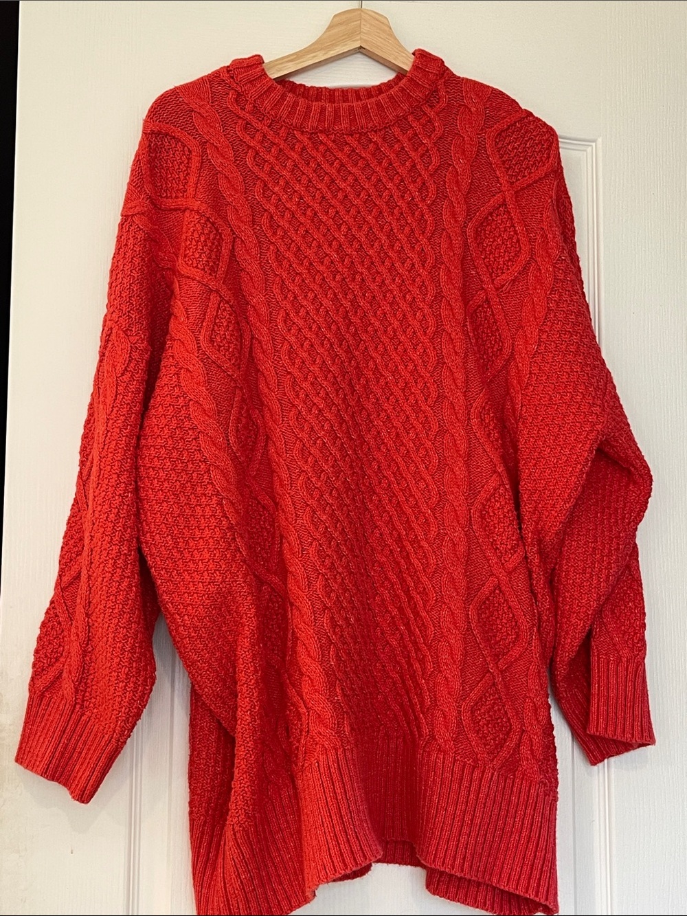 Aerie Red Cable Knit Women's Sweater - Classic Crewneck-NO TAGS